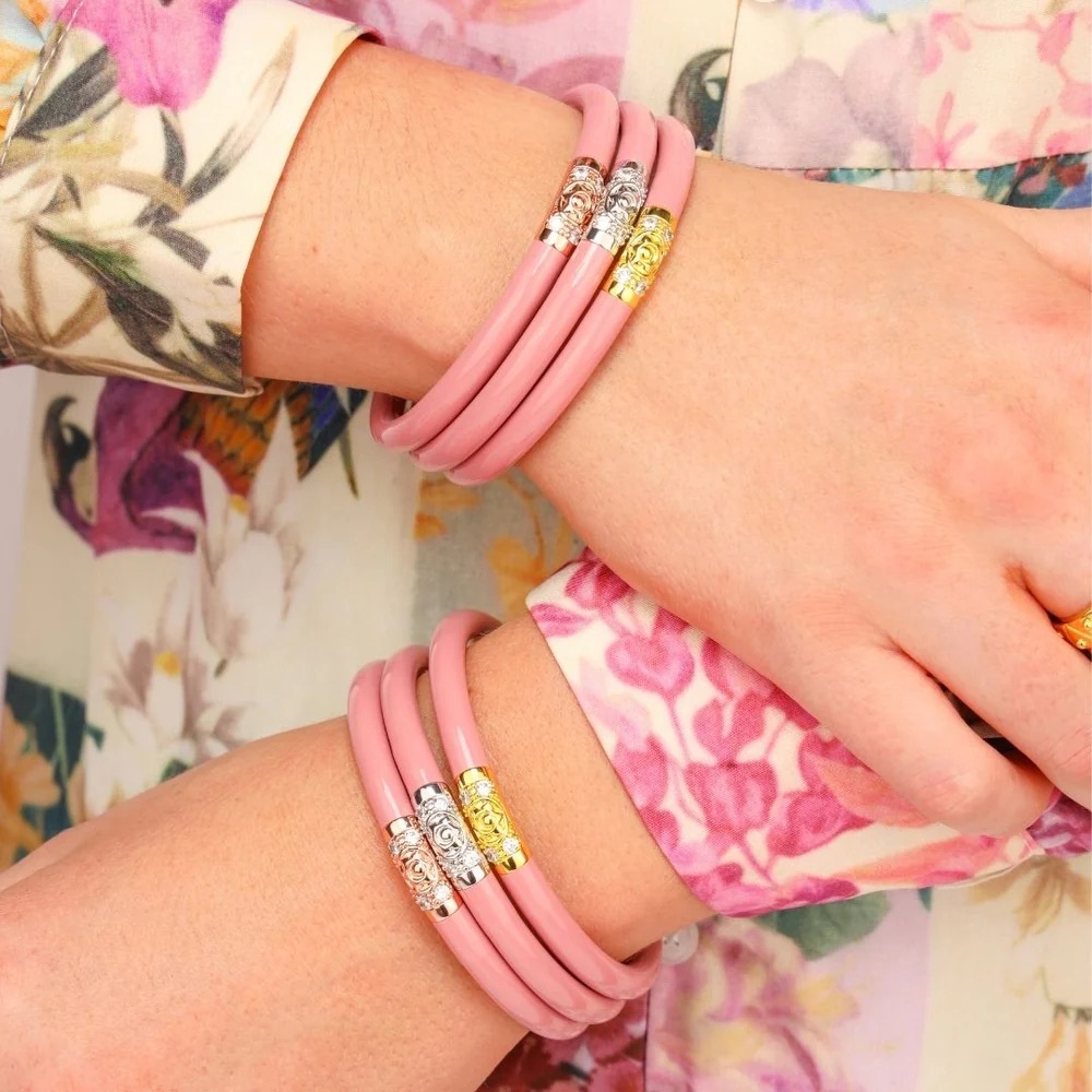 NEW BudhaGirl Three Kings All Weather Bangles – Blush | Medium | Set of 3 - Picture 3 of 6